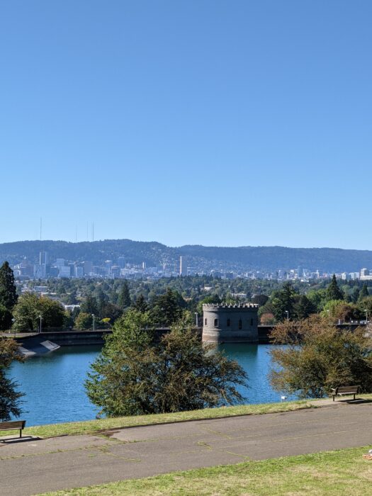 Mount Tabor Reservoir and Downtown Portland